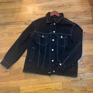 Misguided Black denim jacket with white contrast